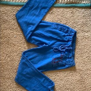 Blue and red holister sweat pants